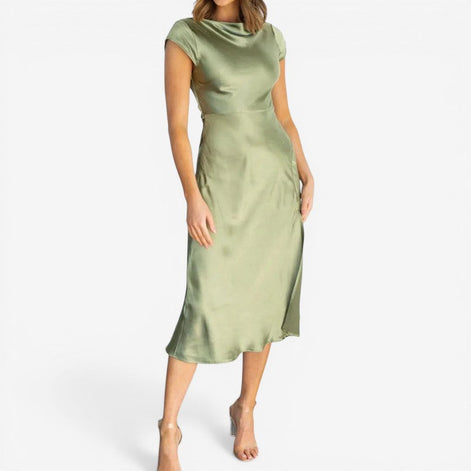 Almira Kleid – Damen ärmelloses Kleid mit Rundhals, Wickeloptik und lockerem Schnitt