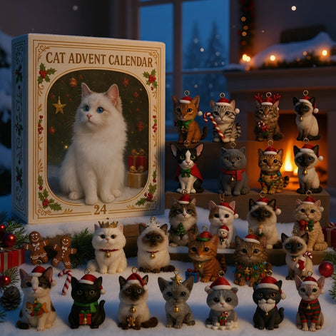 Katzen Adventskalender mit 24 Türchen und Weihnachtsmotiv – Mialvessa