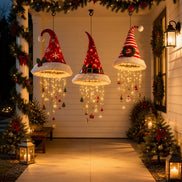 Hängende Weihnachtsdekoration mit LED-Licht und Nikolausmütze – Luminella