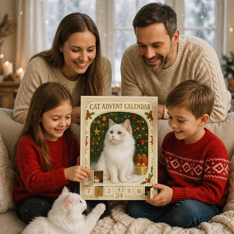 Katzen Adventskalender mit 24 Türchen und Weihnachtsmotiv – Mialvessa