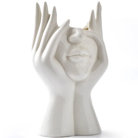 Arvella Keramikvase mit Gesichtsdesign für Dekoration und vielseitige Nutzung