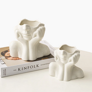Arvella Keramikvase mit Gesichtsdesign für Dekoration und vielseitige Nutzung