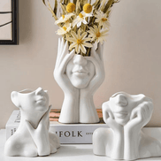 Arvella Keramikvase mit Gesichtsdesign für Dekoration und vielseitige Nutzung