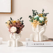 Arvella Keramikvase mit Gesichtsdesign für Dekoration und vielseitige Nutzung