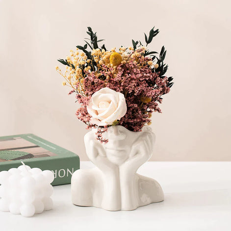 Arvella Keramikvase mit Gesichtsdesign für Dekoration und vielseitige Nutzung