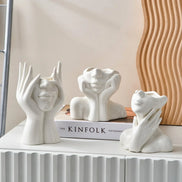 Arvella Keramikvase mit Gesichtsdesign für Dekoration und vielseitige Nutzung
