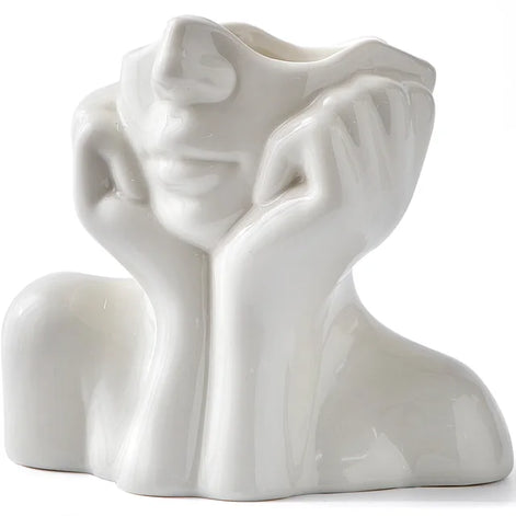 Arvella Keramikvase mit Gesichtsdesign für Dekoration und vielseitige Nutzung