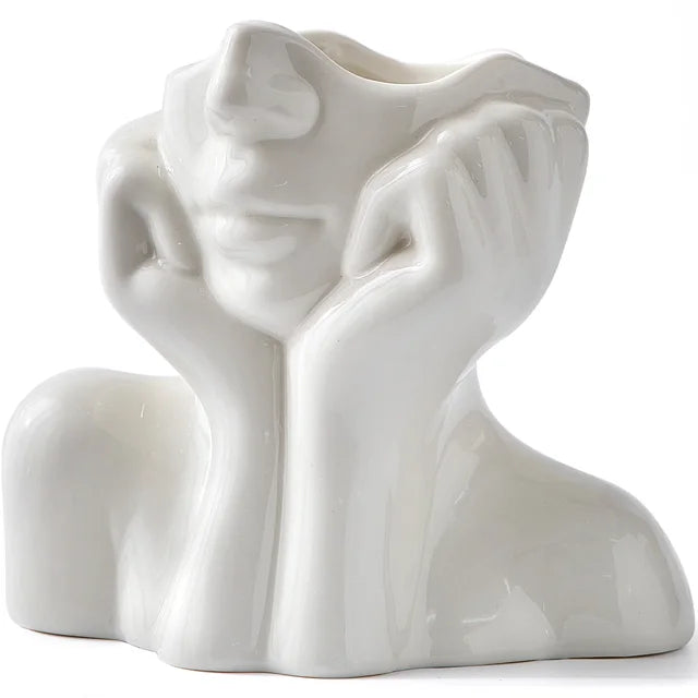 Arvella Keramikvase mit Gesichtsdesign für Dekoration und vielseitige Nutzung