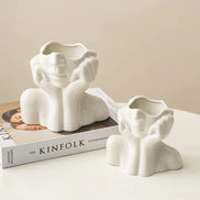 Arvella Keramikvase mit Gesichtsdesign für Dekoration und vielseitige Nutzung
