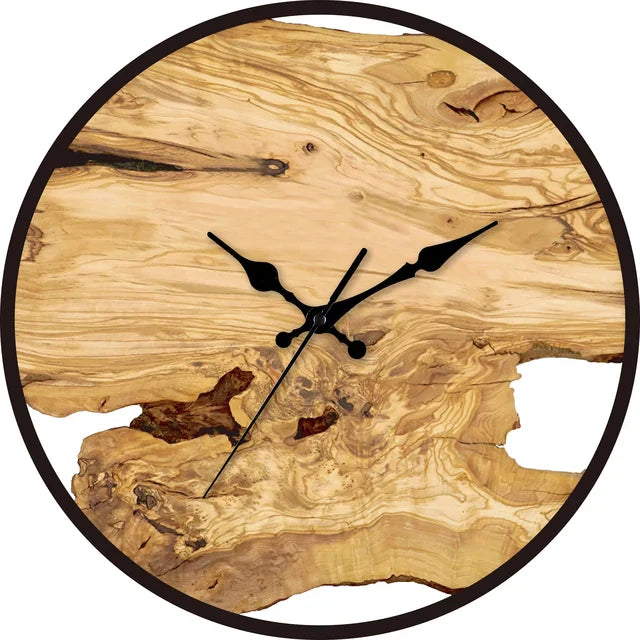 Arvion Holzwanduhr mit Harzdetails – Wanduhr aus Holz und Kunstharz
