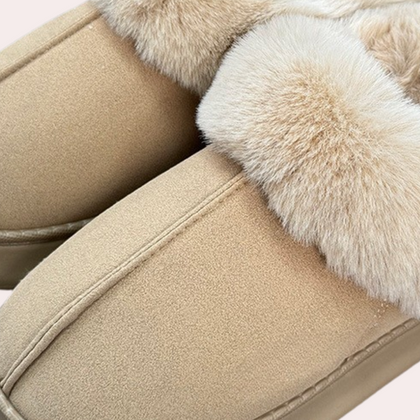 Damen Hausschuhe mit Plüschfutter und Gummisohle – Veluna