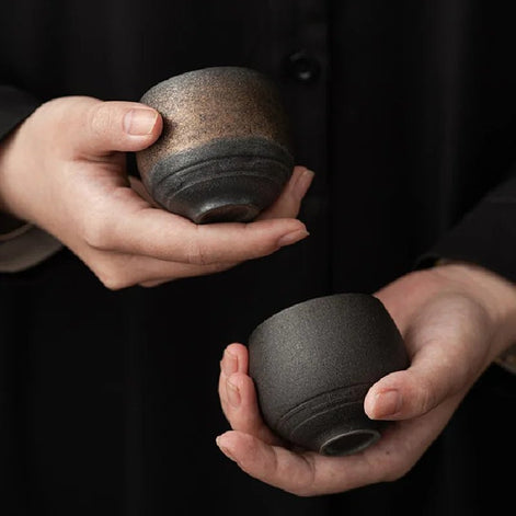 Calvero Handgefertigte Espressotassen aus glasierter Keramik – Rustikaler Kaffeegenuss