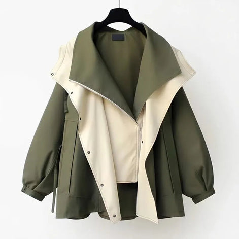 Calviro Trenchcoat mit Kapuze und Knopfverschluss in langer Passform für Alltag und Freizeit