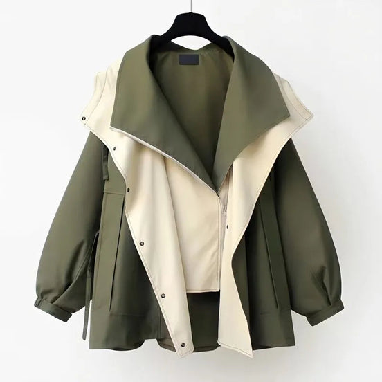Calviro Trenchcoat mit Kapuze und Knopfverschluss in langer Passform für Alltag und Freizeit