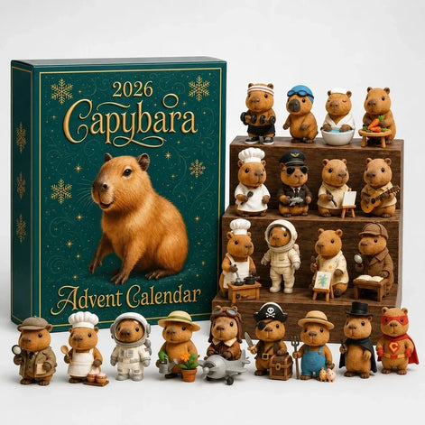 Capybara Adventskalender mit 24 Weihnachtsornamenten im 2D-Design – Capyvenna
