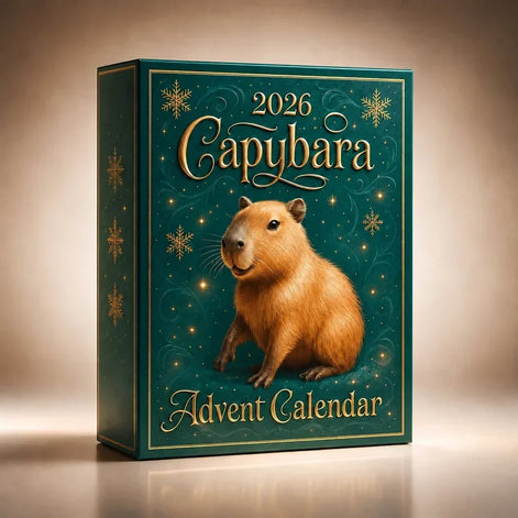 Capybara Adventskalender mit 24 Weihnachtsornamenten im 2D-Design – Capyvenna