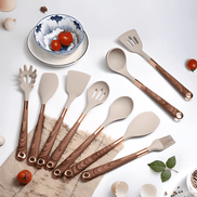 CookEase Silikon Küchenutensilien-Set – 10 Teile mit Holzgriffen
