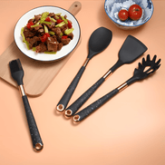 CookEase Silikon Küchenutensilien-Set – 10 Teile mit Holzgriffen