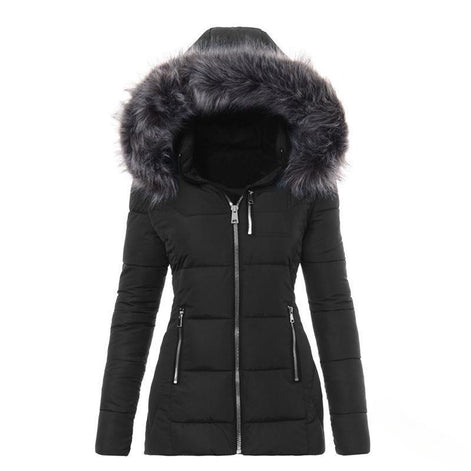 Damen Winterjacke mit abnehmbarem Kunstfellkragen – Varelia