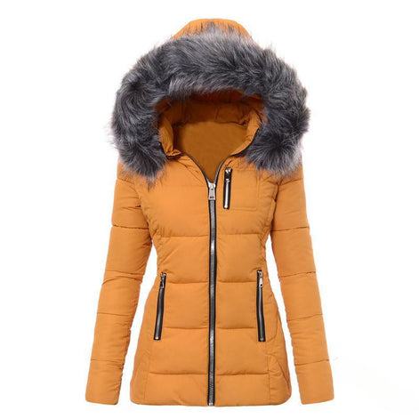 Damen Winterjacke mit abnehmbarem Kunstfellkragen – Varelia