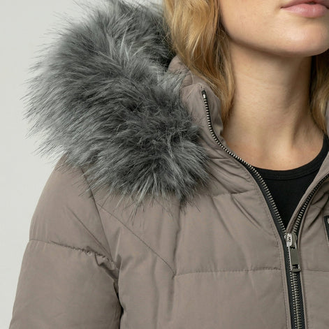 Damen Winterjacke mit abnehmbarem Kunstfellkragen – Varelia