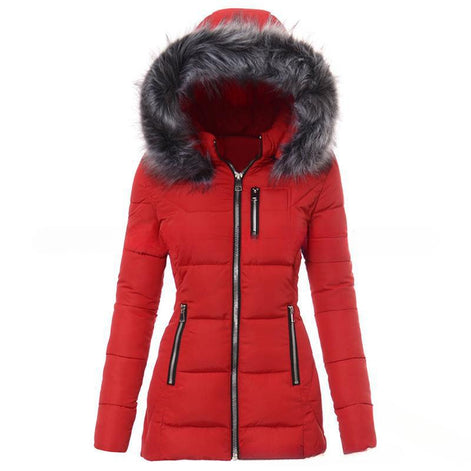 Damen Winterjacke mit abnehmbarem Kunstfellkragen – Varelia