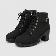 Damen Ankle Boots mit Blockabsatz, Schnürung und Reißverschluss Ravellia