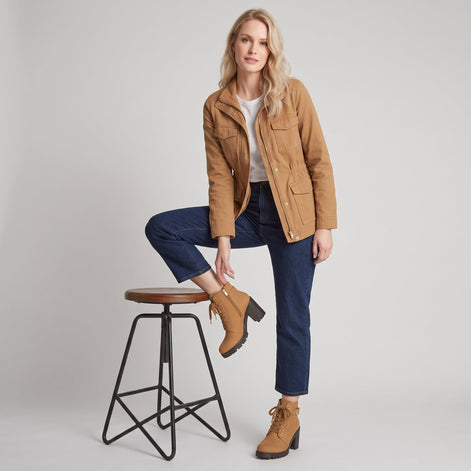 Damen Ankle Boots mit Blockabsatz, Schnürung und Reißverschluss Ravellia