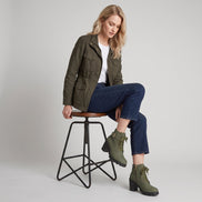 Damen Ankle Boots mit Blockabsatz, Schnürung und Reißverschluss Ravellia