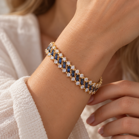 Damen Armband mit Steinen und geometrischen Gliedern – Geovelia