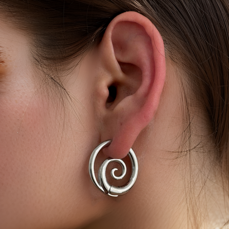 Damen Creolen mit Spiral-Motiv und offener Form – Spiravella