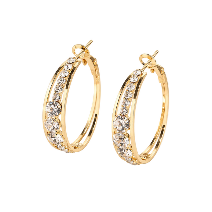 Damen Creolen mit facettierten Kristallakzenten – Crystelia