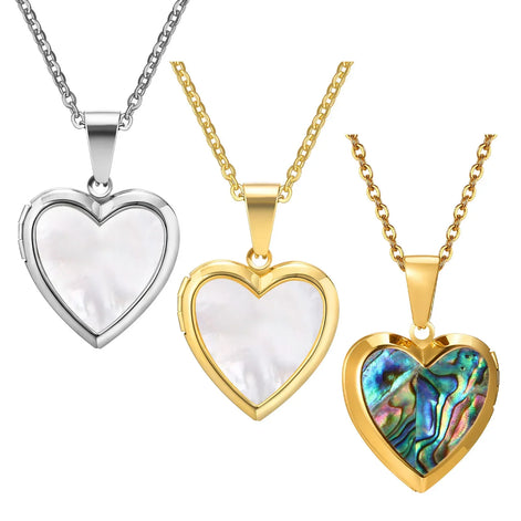 Damen Halskette mit Herzanhänger und Muschel-Inlay – Marivella