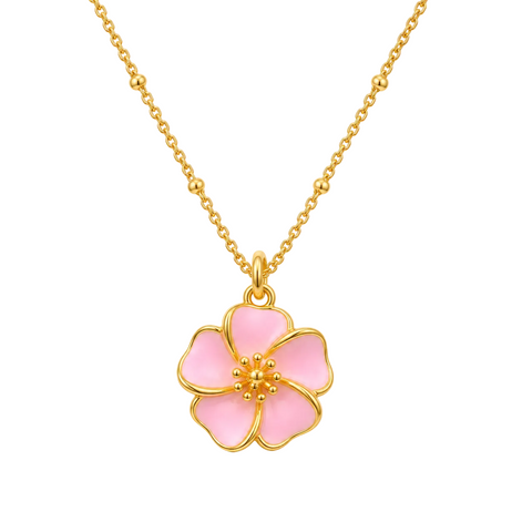 Damen Halskette mit fünfblättrigem Blumenanhänger – Florenixa