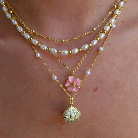 Damen Halskette mit fünfblättrigem Blumenanhänger – Florenixa