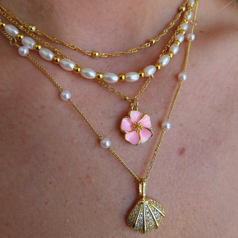 Damen Halskette mit fünfblättrigem Blumenanhänger – Florenixa