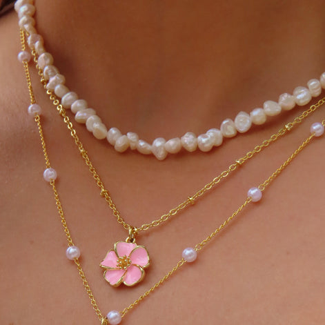 Damen Halskette mit fünfblättrigem Blumenanhänger – Florenixa