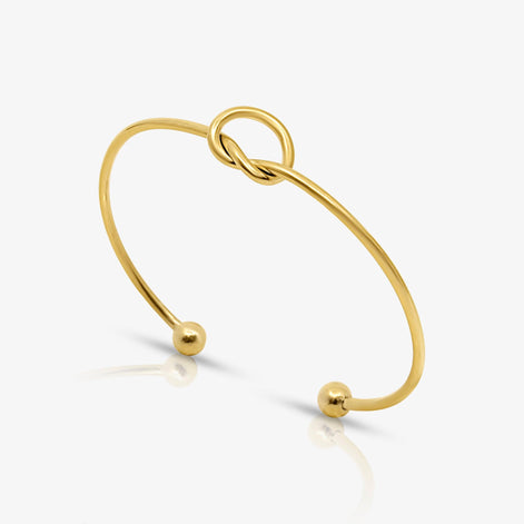 Damen Offener Armreif mit Knotenmotiv und Kugelenden – Nodelia