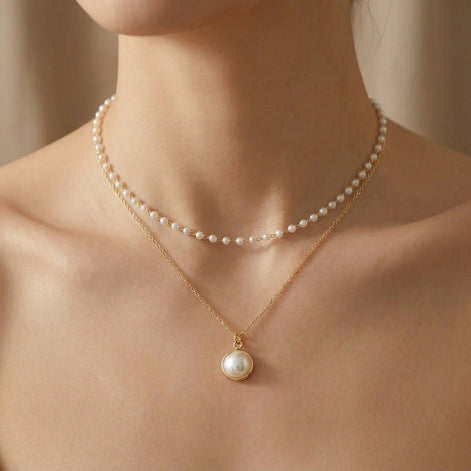 Damen Perlenkette mit gleichmässigen Perlen – Perlivana