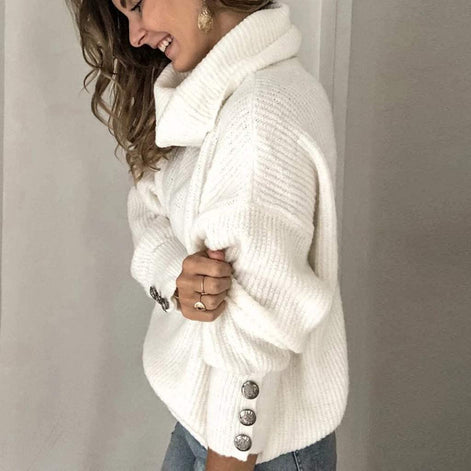 Damen Pullover mit Stehkragen und langen Ärmeln Elvarenne