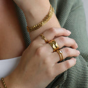 Damen Ring mit ovalen Kettengliedern und offenem Design – Ovelira