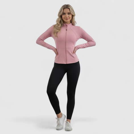 Damen Sportjacke mit Reißverschluss und Slim Fit – Velisara