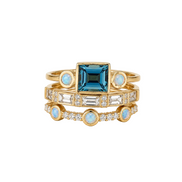 Damen Stapelring-Set 3-teilig mit geometrischen Steinen – Trivessa