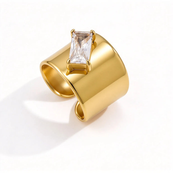 Damen Statement-Ring breit, offen und verstellbar – Sculptelina