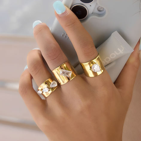 Damen Statement-Ring breit, offen und verstellbar – Sculptelina