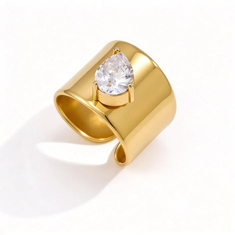 Damen Statement-Ring breit, offen und verstellbar – Sculptelina