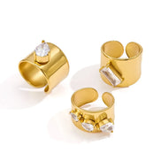 Damen Statement-Ring breit, offen und verstellbar – Sculptelina