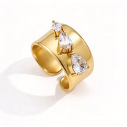 Damen Statement-Ring breit, offen und verstellbar – Sculptelina
