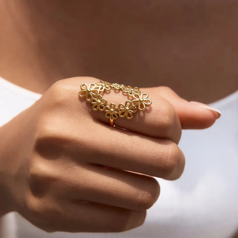 Damen Statement-Ring mit Gänseblümchen und offenem Design – Daiselina