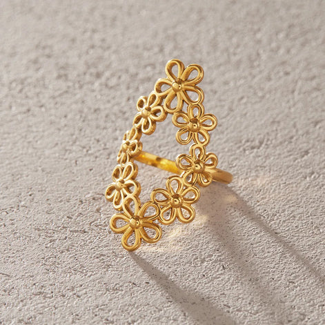 Damen Statement-Ring mit Gänseblümchen und offenem Design – Daiselina